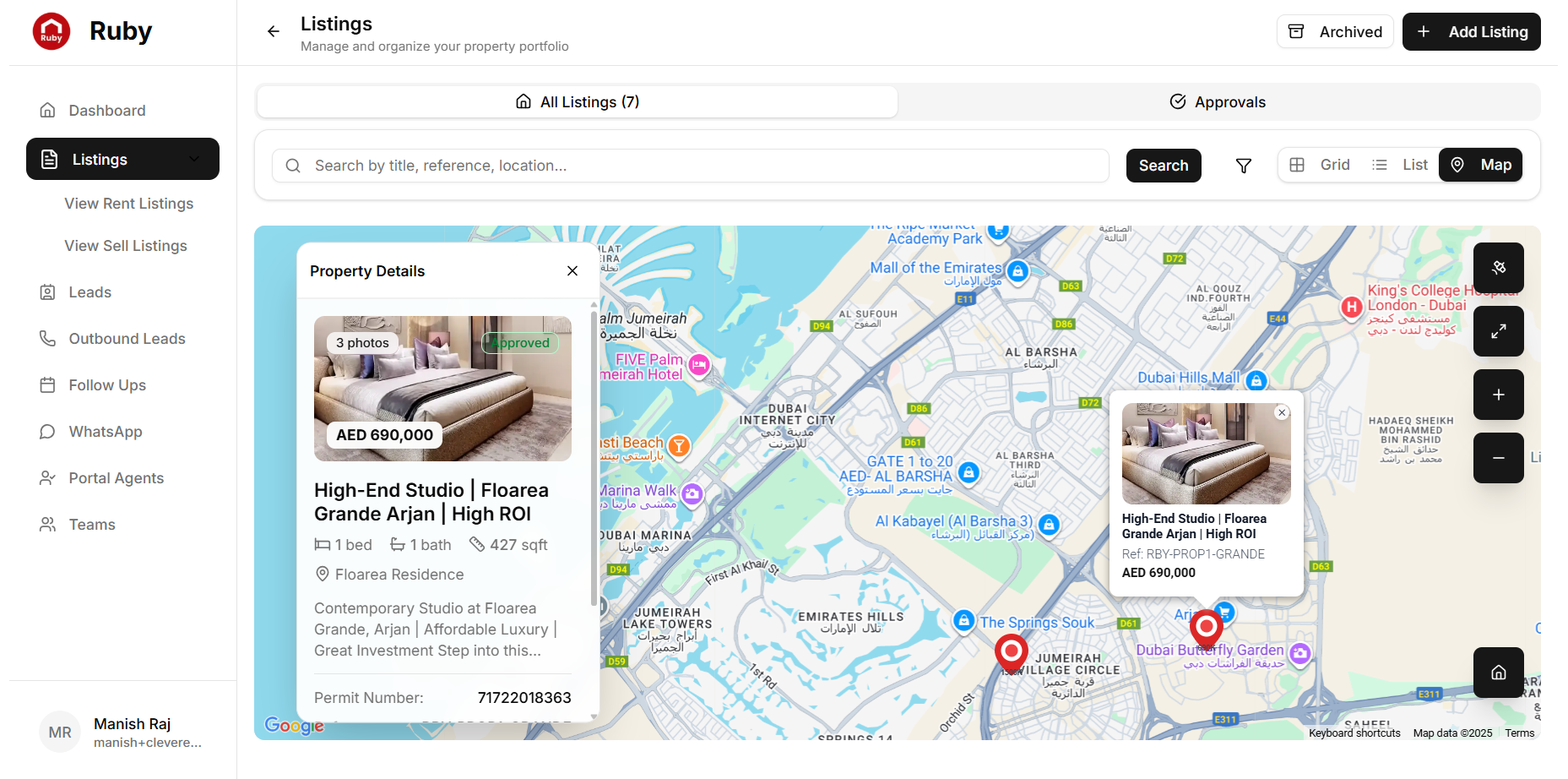 Map View - Geographic listing view